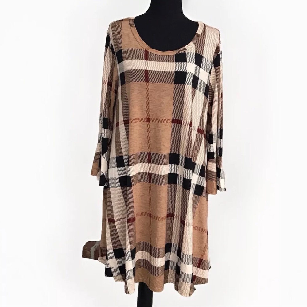 Watermelon women’s plaid angel sleeve dress